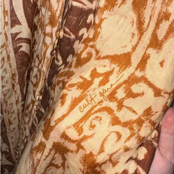 Cult Gaia NWT Agatha Printed Linen Maxi Dress Cut Outs Spice Multi Size Large - Picture 9 of 10